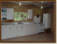 Little Miniss fishing cabin kitchen